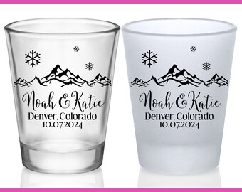 Winter Wedding Favors for Guests in Bulk Custom Wedding Shot Glasses Personalized Shot Glasses Snow Wedding Party Gifts Winter Love 1A