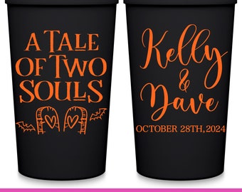 Halloween Wedding Favors for Guests in Bulk Wedding Party Cups Hallowedding Decor Goth Wedding Party Gifts Tale of Two Souls Custom Cup 2A