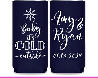Slim Can Coolers Winter Wedding Favors for Guests Wedding Can Coolers Snowflake Decorations Baby It&#39;s Cold Outside Wedding Favor Ideas 1A2