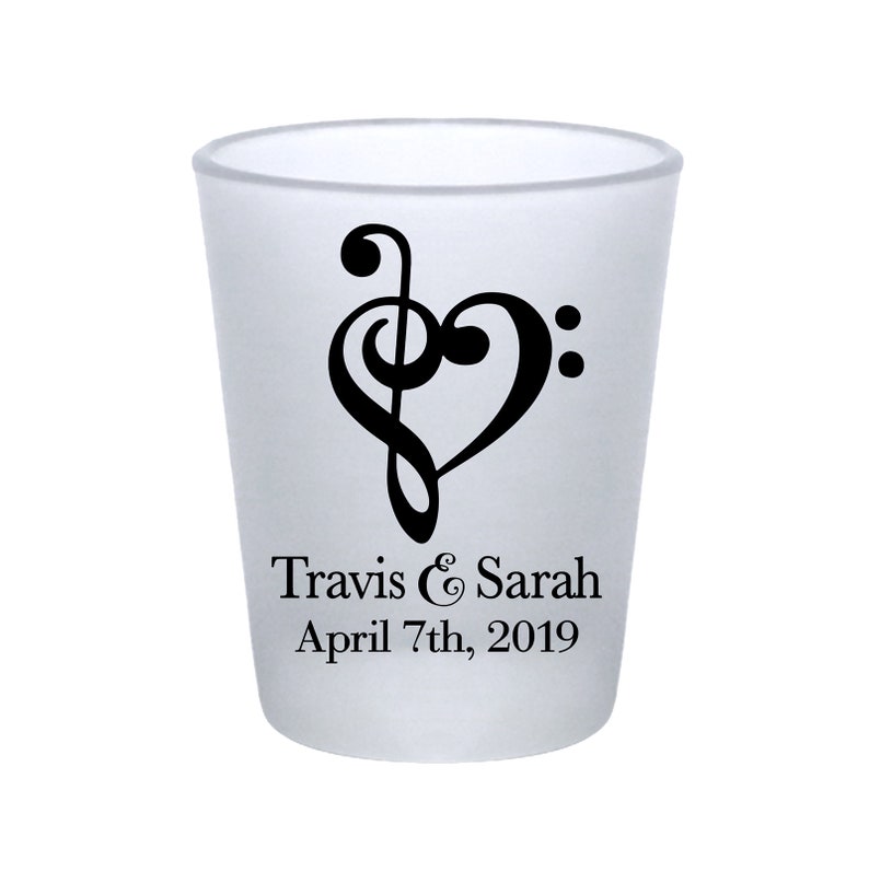 Clear or Frosted Wedding Shot Glasses Custom Wedding Favors Custom Shot Glasses Wedding Party Gift Music Wedding Favors Love Melody 1A