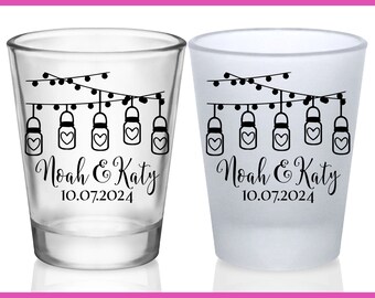 Wedding Shot Glasses Rustic Wedding Favors for Guests in Bulk Personalized Shot Glasses Boho Wedding Party Gifts Mason Jar String Lights 2A