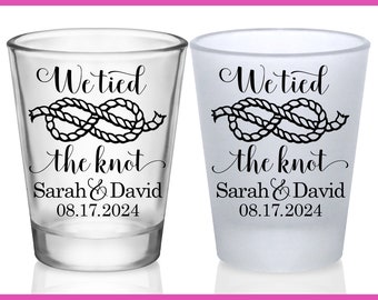 Nautical Wedding Favors for Guests in Bulk Custom Shot Glasses Personalized Shot Glasses Gifts For Wedding Guests We Tied The Knot 3A