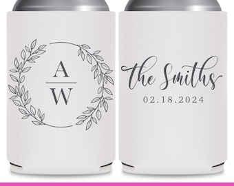 Wedding Can Coolers Minimalist Wedding Favors for Guests in Bulk Wedding Party Gift Wedding Monogram Basic Floral Wedding Decorations 3A