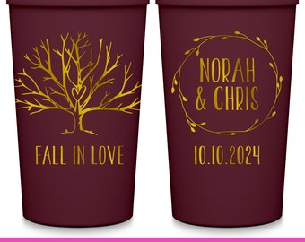Fall Wedding Favors For Guests in Bulk Personalized Cups Autumn Wedding Decorations Custom Cups Fall Wedding Party Gifts Fall In Love 4A