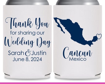 Travel Wedding Thank You Wedding Gifts for Guests Wedding Can Coolers With Map Destination Wedding Favors for Guests Wedding Favor Ideas 1C