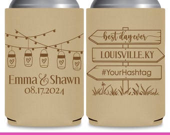 Country Wedding Can Coolers Rustic Wedding Favors for Guests Bulk Barn Wedding Favor Ideas for Boho Weddings Decor Mason Jars Sign Post 1A
