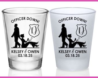 Wedding Shot Glasses Policewoman Wedding Favors for Guests in Bulk Customized Shot Glasses Cop Wedding Party Gift for Guests Officer Down 1B