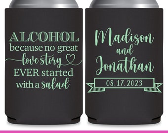 Wedding Can Coolers Funny Wedding Favors for Guests in Bulk Wedding Party Gift Bags Wedding Favor Ideas Alcohol Great Love Story Salad 1A