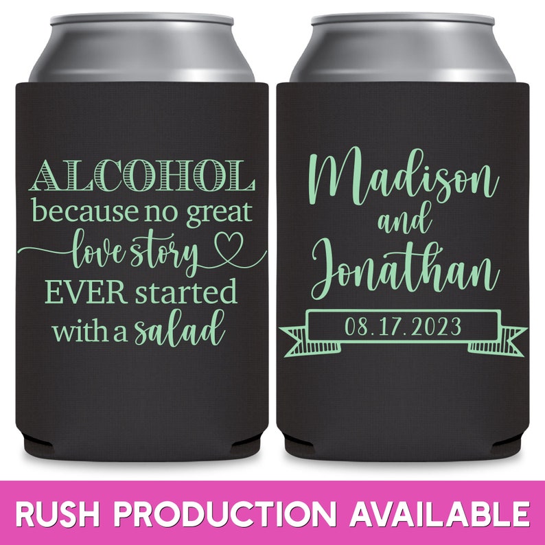 Wedding Can Coolers Funny Wedding Favors for Guests in Bulk Wedding Party Gift Bags Wedding Favor Ideas Alcohol Great Love Story Salad 1A imagem 1
