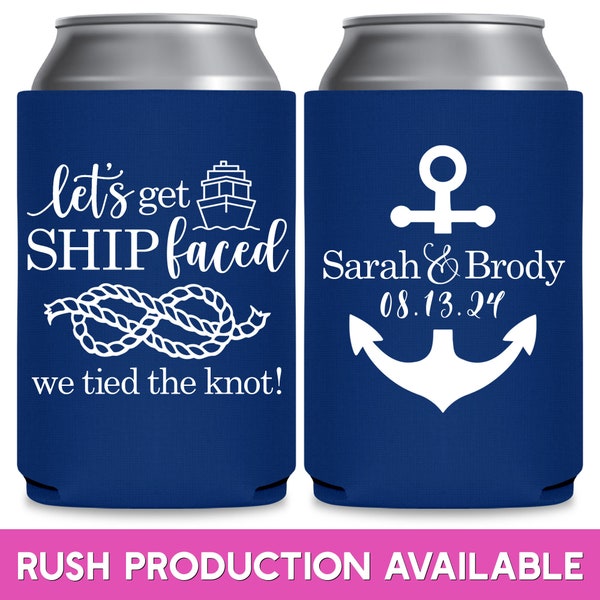 Nautical Wedding Favors for Guests in Bulk Sea Wedding Can Coolers Ship Faced Coastal Wedding Decor We Tied The Knot Wedding Party Gifts 1A