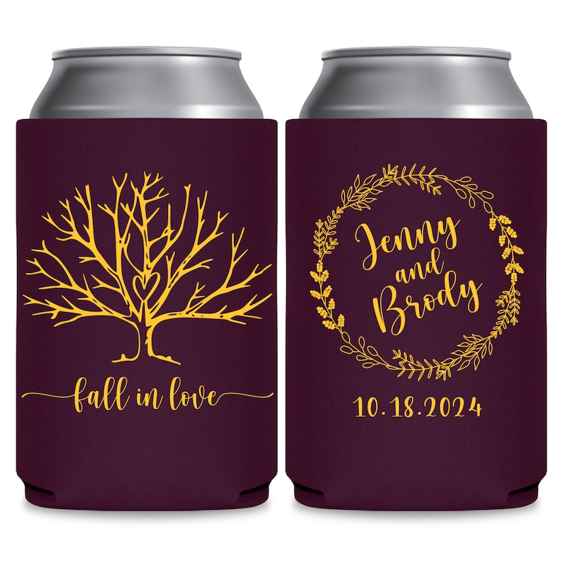 Fall Wedding Favors for Guests Bulk Rustic Wedding Favors Autumn Wedding Favor Ideas Fall In Love Wedding Can Coolers Fall Wedding Decor 4B image 2