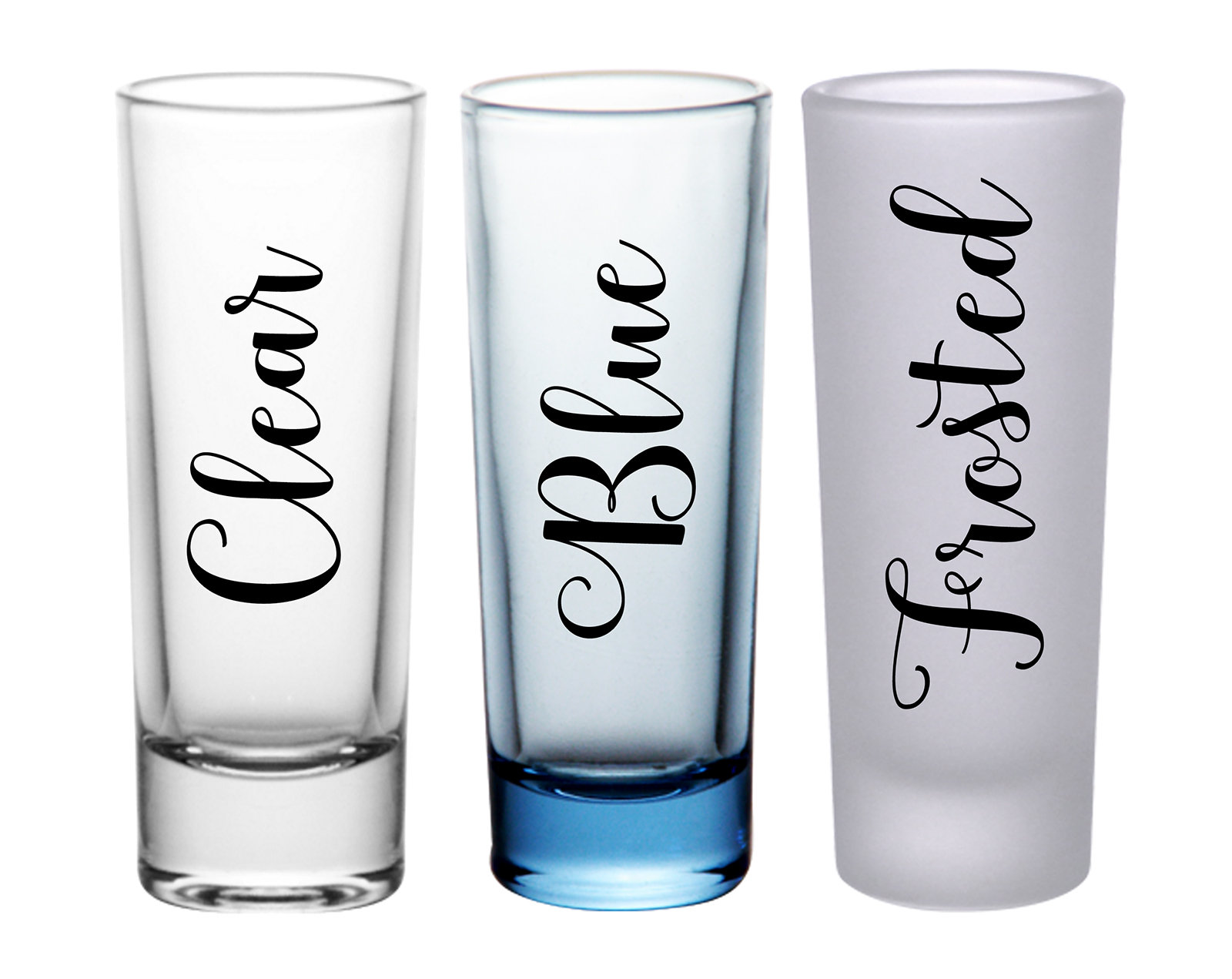 Clear Blue or Frosted Tall Shot Glasses Wedding Shot Glasses Etsy