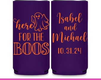 Halloween Wedding Favors for Guests in Bulk Slim Can Coolers Gothic Wedding Decorations Here for the Boos Cute Goth Wedding Ideas 1A