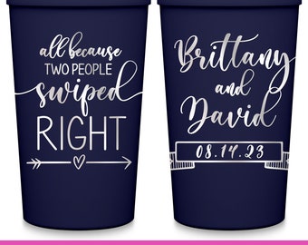 Wedding Cups Tinder Wedding Favors for Guests in Bulk Personalized Party Cups Wedding Party Gift Bags All Because Two People Swiped Right 1A