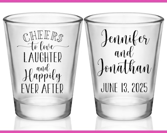 Wedding Shot Glasses Wedding Favors for Guests in Bulk Custom Shot Glasses Wedding Party Gift Cheers To Love Laughter Happily Ever After 1A2