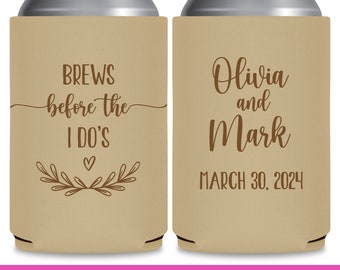 Wedding Can Coolers Engagement Party Decorations Brews Before The I Do's Rustic Wedding Favors for Guests in Bulk Asking Bridesmaid Gifts 1A