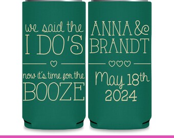 Wedding Can Coolers Custom Wedding Favors for Guests in Bulk Slim Can Coolers Wedding Favor Ideas Wedding Party Gifts We Said The I Do's 1A