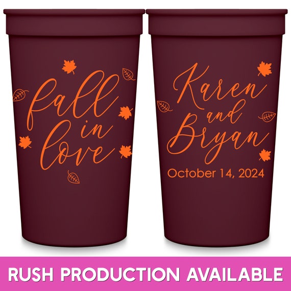Fall Wedding Favors for Guests in Bulk Personalized Party Cups