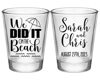 Wedding Shot Glasses Favors Coastal Wedding Decor Personalized Shot Glasses We Did It On The Beach Wedding Favors for Guests in Bulk 1B2