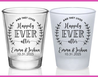 Wedding Shot Glasses Fairytale Wedding Favors for Guests in Bulk Custom Shot Glasses Wedding Party Gifts They Lived Happily Ever After 2A
