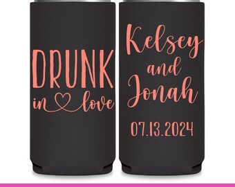 Wedding Can Coolers Fun Wedding Favors for Guests Slim Can Coolers Wedding Favor Ideas Drunk In Love Asking Bridesmaid Proposal Gifts 1A