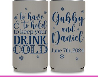 Winter Wedding Favors Snow Wedding Can Coolers With Snowflake Decorations Slim Can Coolers Wedding Favor Idea To Have To Hold Drink Cold 2B