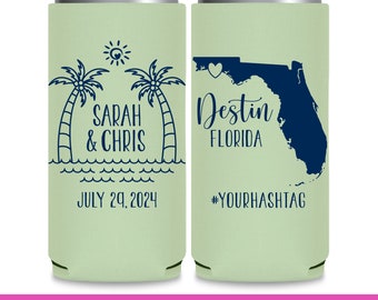 Wedding Can Coolers With Map for Welcome Wedding Gift Bags Seltzer Slim Can Coolers Beach Wedding Favors for Guests Wedding Favor Ideas 2A