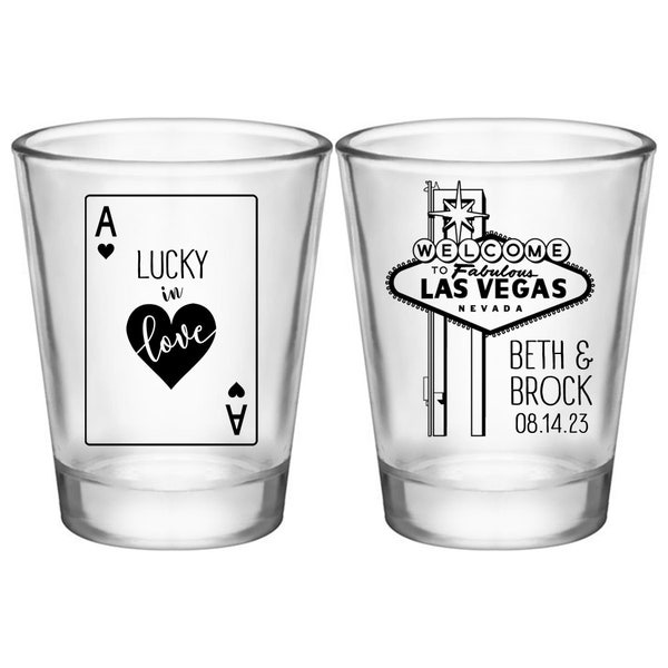 Casino Wedding Shot Glasses Las Vegas Wedding Favors for Guests in Bulk Personalized Shot Glasses Wedding Party Gifts Lucky In Love 1A2