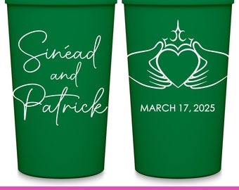 Irish Wedding Party Cups With Claddagh Design Wedding Favors For Guests in Bulk Personalized Party Cups Wedding Party Gifts Ireland Love 1A