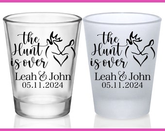Country Wedding Shot Glasses Funny Wedding Favors for Guests in Bulk Personalized Shot Glasses Barn Wedding Party Gifts  The Hunt Is Over 2A
