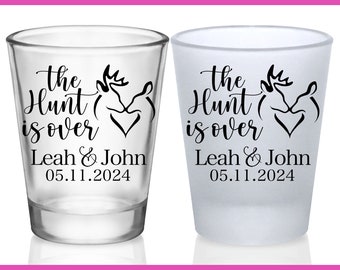Country Wedding Shot Glasses Funny Wedding Favors for Guests in Bulk Personalized Shot Glasses Barn Wedding Party Gifts  The Hunt Is Over 2A