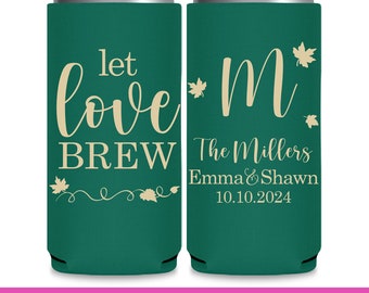 Fall Wedding Favors for Guests in Bulk Slim Can Coolers Fall Wedding Decor Autumn Wedding Can Coolers Let Love Brew Fall Wedding Ideas 4A