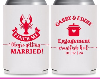 Crawfish Boil Wedding Favors for Guests in Bulk Engagement Party Decor Custom Can Coolers Asking Bridesmaid Pinch Me Wedding Favor Ideas 1A