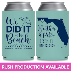 We Did It on the Beach Wedding Favors for Guests in Bulk Wedding Can Coolers With Map for Destination Weddings Decor Wedding Favor Ideas 1C