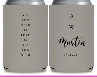 Wedding Favors for Guests in Bulk Wedding Can Coolers Minimalist Wedding Favors All You Need Is Love Is All You Need 1A Wedding Party Gifts