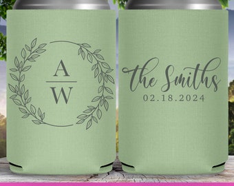 Wedding Can Coolers Minimalist Wedding Favors for Guests in Bulk Wedding Party Gift Wedding Monogram Basic Floral Wedding Decor Ideas 3A