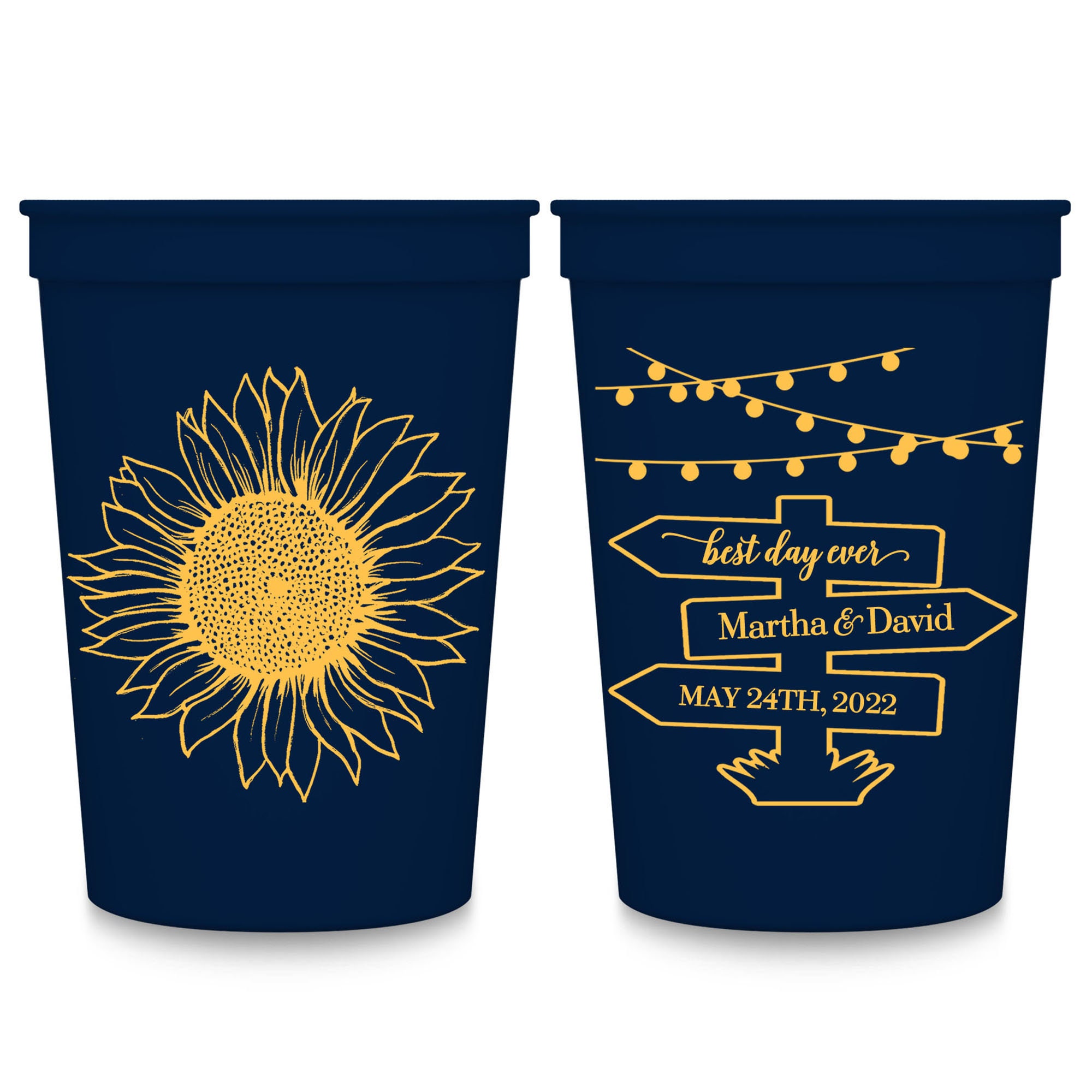 Sunflower Wedding Cups Rustic Wedding Favors for Guests in Bulk Personalized Party Cups Barn Wedding Party Gifts Custom Cups