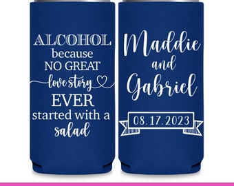 Wedding Can Coolers Fun Wedding Favors for Guests in Bulk Slim Can Coolers Funny Wedding Favor Ideas Alcohol No Great Love Story Salad 1A2