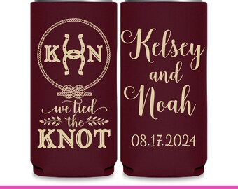 Slim Wedding Can Coolers Rustic Wedding Favors for Guests in Bulk Slim Can Coolers Country Wedding Favor Ideas We Tied the Knot Horseshoe 4A