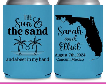 Beach Wedding Can Coolers Destination Wedding Favors for Guests Wedding Party Gift Sun & Sand Bridal Shower Gift Wedding Favor Ideas 1B