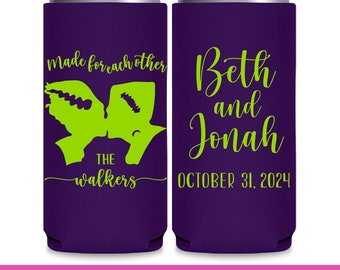 Halloween Wedding Favors for Guests in Bulk Gothic Wedding Decor Made for Each Other Frankenstein Gifts Goth Wedding Slim Can Coolers 1A