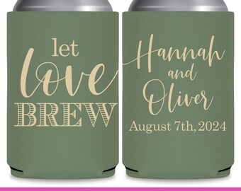 Wedding Can Coolers for Boho Weddings Decor Rustic Wedding Favors for Guests in Bulk Wedding Party Gift Let Love Brew Wedding Favor Ideas 1A