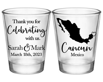 Wedding Shot Glasses With Map Thank You Gifts Destination Wedding Favors for Guests in Bulk Wedding Party Gifts Custom Shot Glasses 1C2