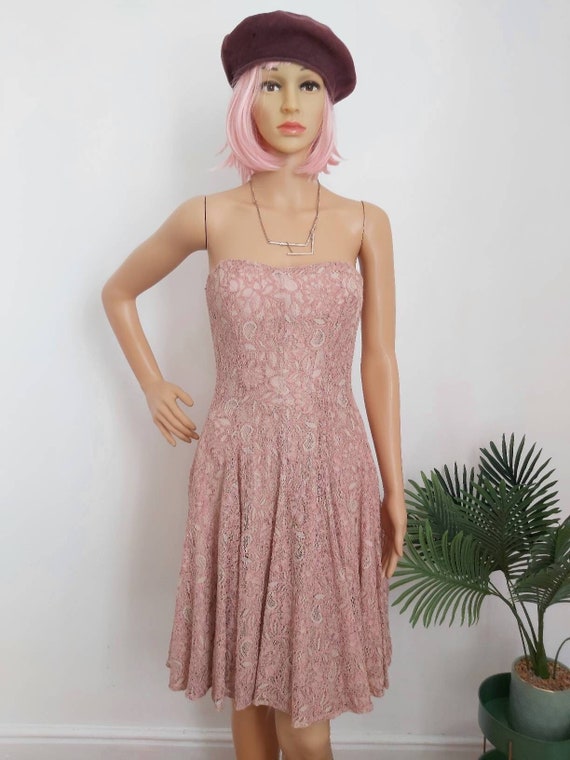 Preloved French Connection Strapless Lace Dress Nude Size 8 - Etsy