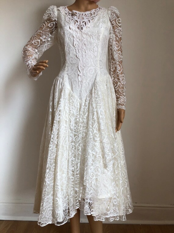 Vintage / Cream / Lace Wedding / Bridal / 1980s /… - image 6