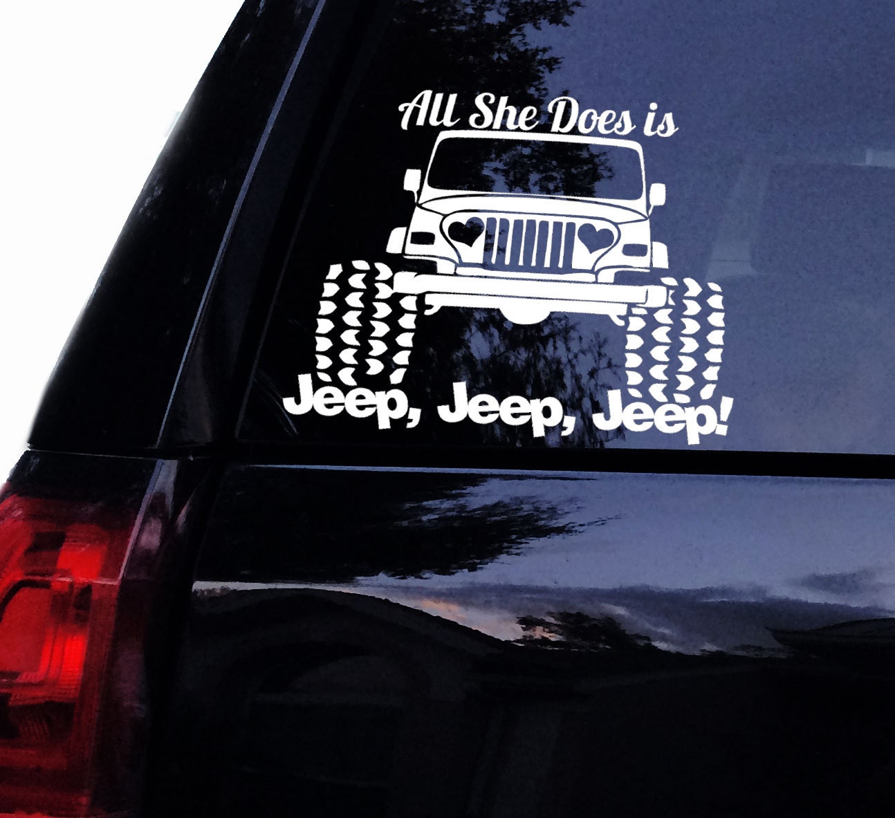All She Does is Jeep Jeep Jeep Heart Headlights Girl Loving Etsy