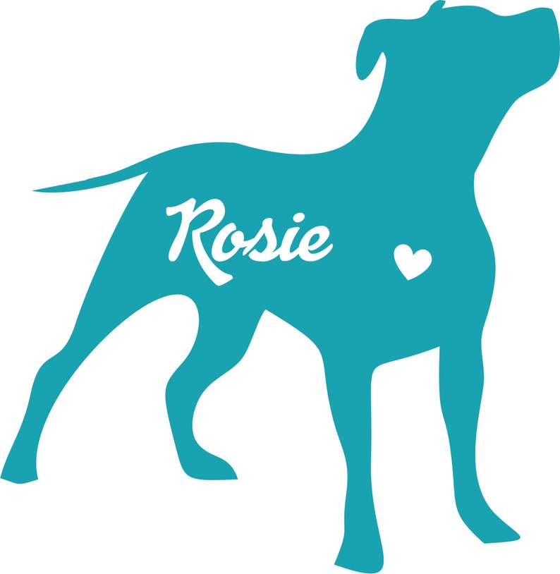 Silhouette Pitbull Decal Sticker Free Name Personalization Pit bull Dog Vinyl Car Decal Laptop Decal Car Window Sticker