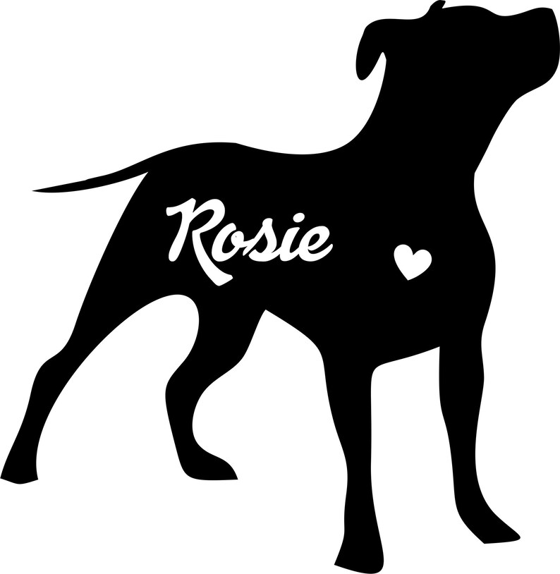 Silhouette Pitbull Decal Sticker Free Name Personalization Pit bull Dog Vinyl Car Decal Laptop Decal Car Window Sticker