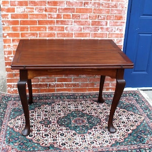 English Mahogany Fold Leaf Game Table | Antique William & Mary Style Table
