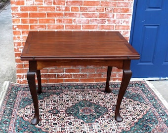 English Mahogany Fold Leaf Game Table | Antique William & Mary Style Table